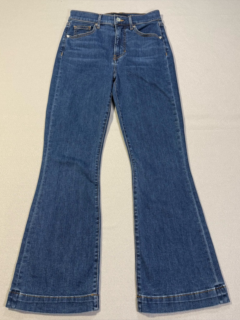 Veronica Beard Carson Ankle Flare High Rise Blue Jeans Size 27 Made In USA Denim